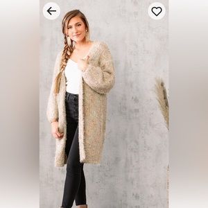 NWT Long eyelash cardigan / sweater from buckle, knee length knit multi color